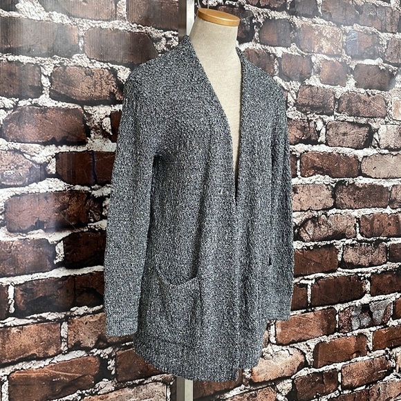 Caslon Cardigan Sweater Open Front Knit Gray Variegated Size X Small XS - Picture 7 of 16